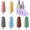 image:imageMelodySusie 6Pcs Polish Pedicure Nail Drill Bits with 16 Holes Bits Holder Set Silicone Rubber Drill Bit for Pedicure Manicure Gel Grinding and Polishing PinkPolish Bits with Purple Holder