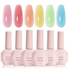 image:imageMelodySusie Jelly Gel Nail Polish Set6 Transparent ColorsMilky or Jelly TextureAutumn and Winter Dark Colors Soak Off UV LED Light Cure or Salon Manicure and Nail Art DIY at HomeMacaron Jelly Set