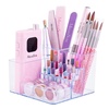 image:imageMelodySusie Nail Drill Holder 21 Holes Nail Drill Bits Holder Professional Acrylic Nail Tools Storage Box Organizer Displayer for Manicure Efile Accessories Nail Drill Kit Salon Home Light PurpleClear