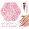image:imageMelodySusie Pearl Nail Charms Set 350Pcs Pink MixedShape Nail Gems with Tweezers for Nail Decorations DIY 3D Nail Art