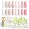 image:imageMelodySusie Plant Based Gel Nail Polish SetTop Toat and Base CoatClassic Basic Colors Hema FreeSoak Off UV LED Gel Polish Nail Art Manicure Salon DIY at Home 8PcsPink and Nude Versatile Colors