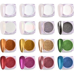 image:imageMelodySusie 16Pcs Chrome Nail Powder for Gel NailsMetallic Mirror Effect Pigment Stylish and Technological Fine Glitter for Home DIY Salon Use
