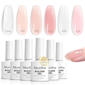 image:imageMelodySusie 2PCS 15ML Nude and Pink Builder Gel Set for Nails Thickening Soak Off UV Extension Gel Rhinestone Glue in a Bottle for Nail Art Design Gift for Women DIY Manicure at HomeElegant Nude Builder Gel Set