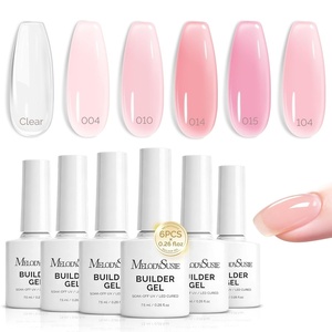 image:imageMelodySusie 2PCS 15ML Nude and Pink Builder Gel Set for Nails Thickening Soak Off UV Extension Gel Rhinestone Glue in a Bottle for Nail Art Design Gift for Women DIY Manicure at HomeBlush Pink Builder Gel Set