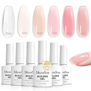 image:imageMelodySusie 2PCS 15ML Nude and Pink Builder Gel Set for Nails Thickening Soak Off UV Extension Gel Rhinestone Glue in a Bottle for Nail Art Design Gift for Women DIY Manicure at HomeNude Builder Gel Set