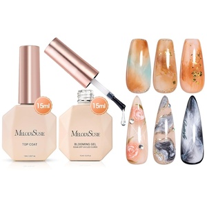 image:imageMelodySusie 2PCS Clear Blooming Gel and Top Coat Set for Nail Design Marble Watercolor UV Gel Nail Polish Spreading Effect Sheer Painting Gel Nail Art Supplies Nail Salon Manicure at Home for Women2PCS Clear Blooming Gel and Top Coat Set