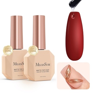 image:imageMelodySusie 2PCS Nail Foil Glue Gel and 2PCS Stamping Plates 15ML Soak Off LEDLUV Foil Transfer Adhesive for Nail Art Professional Strong Sticky Base for Nail Foils amp Stickersclear 2pcs Top Coat