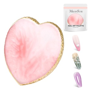 image:imageMelodySusie 2PCS Square Shape Resin Nail Art Palette Set with Stainless Steel Mixing Stick Professional Color Mixing Board for Gel Polish Acrylics Pigment Blending Salon and DIY Makeup ToolPink