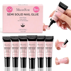 image:imageMelodySusie 2PCS Super Strong Nail Glue Semi Solid Nail Glue Press On Nails Quick Drying No UV Lamp Needed Long Lasting Nail Glues DIY Home Salon Manicure 15ml5ML6PCS