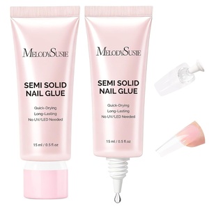image:imageMelodySusie 2PCS Super Strong Nail Glue Semi Solid Nail Glue Press On Nails Quick Drying No UV Lamp Needed Long Lasting Nail Glues DIY Home Salon Manicure 15ml15ML2PCS