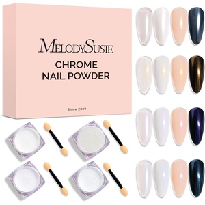 image:imageMelodySusie 2Pcs Chrome Nail Powder for Gel NailsMetallic Mirror Effect Pigment Stylish and Technological Fine Glitter for Home DIY Salon UseGold White Purple Blue