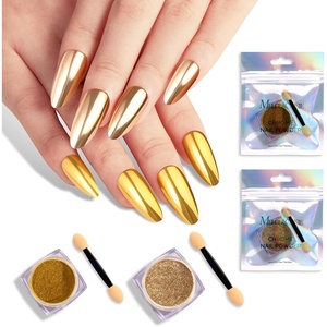image:imageMelodySusie 2Pcs Chrome Nail Powder for Gel NailsMetallic Mirror Effect Pigment Stylish and Technological Fine Glitter for Home DIY Salon UseGold and Champagne Gold