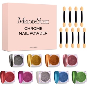 image:imageMelodySusie 2Pcs Chrome Nail Powder for Gel NailsMetallic Mirror Effect Pigment Stylish and Technological Fine Glitter for Home DIY Salon UseMulticolor