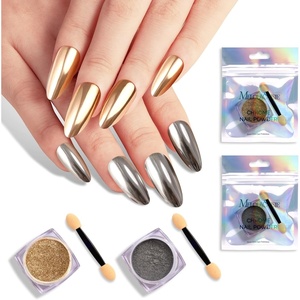 image:imageMelodySusie 2Pcs Chrome Nail Powder for Gel NailsMetallic Mirror Effect Pigment Stylish and Technological Fine Glitter for Home DIY Salon UseSilver and Champagne Gold