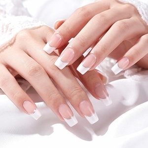 image:imageMelodySusie 30PCS Semi Cured Gel Nail Strips Classic White French Works with Nail Lamp Salon Quality Long Lasting Easy to Apply and Remove Includes 2 Prep Pads Nail File and Wooden StickWhite French