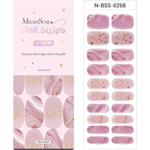 image:imageMelodySusie 30PCS Semi Cured Gel Nail Strips Classic White French Works with Nail Lamp Salon Quality Long Lasting Easy to Apply and Remove Includes 2 Prep Pads Nail File and Wooden StickNude Pink Marble