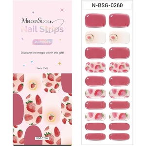 image:imageMelodySusie 30PCS Semi Cured Gel Nail Strips Classic White French Works with Nail Lamp Salon Quality Long Lasting Easy to Apply and Remove Includes 2 Prep Pads Nail File and Wooden StickPink Strawberry