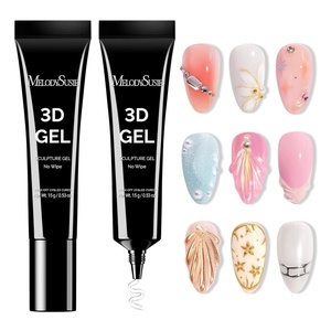 image:imageMelodySusie 3D Gel Nail Art Clear Sculpting Gel No Wipe Nail Art Gel for Molding Painting Chrome Powder amp Rhinestone Glue UVLED Cured 3D Nail Design 15g3d15g2