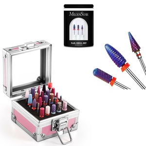 image:imageMelodySusie 3Pcs Nail Drill Bits Set with Nail Drill Bits Holder 25 Holes Case