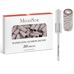image:imageMelodySusie 50 Pcs Nail Drill Bits Super Long Sanding Bands with 665mm Crystal Mandrel Bit 120 Medium Grit Nail File for Acrylic Nails Gel Manicures and Pedicure BlackZebra
