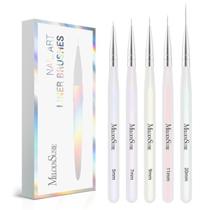 image:imageMelodySusie 5Pcs Nail Art Liner Brushes Professional Gel Polish Painting Art Design Pen Set for Thin Long Lines Tiny Details Fine Drawing Delicate Coloring Sizes 5791120mm