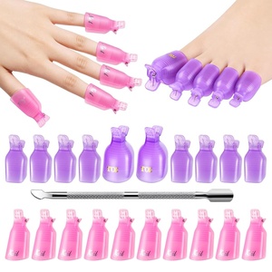 image:imageMelodySusie 6PCS Gel Polish Remover Tools Kit  10 Clips 100 LintFree Wipes Files 100180 Buffer Block 4004000 Brush Cuticle Pusher Purple21pcs