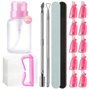 image:imageMelodySusie 6PCS Gel Polish Remover Tools Kit  10 Clips 100 LintFree Wipes Files 100180 Buffer Block 4004000 Brush Cuticle Pusher Purple8PCSBOTTLE KIT