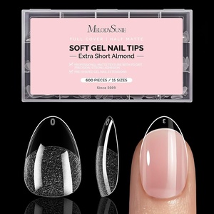 image:imageMelodySusie 9 in 1 No TPO Gel Nail Glue for False Nail Tips 2Pcs15ml Long Lasting UV Light Requiredas Base Coat Apex Building Blooming amp Rhinestone Gel Stong Adhesion Manicure Kit Salon HomeExtra Short Almond