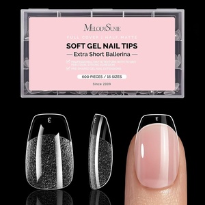 image:imageMelodySusie 9 in 1 No TPO Gel Nail Glue for False Nail Tips 2Pcs15ml Long Lasting UV Light Requiredas Base Coat Apex Building Blooming amp Rhinestone Gel Stong Adhesion Manicure Kit Salon HomeExtra Short Ballerina