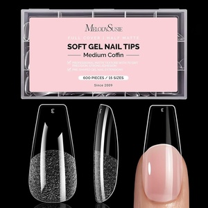 image:imageMelodySusie 9 in 1 No TPO Gel Nail Glue for False Nail Tips 2Pcs15ml Long Lasting UV Light Requiredas Base Coat Apex Building Blooming amp Rhinestone Gel Stong Adhesion Manicure Kit Salon HomeMedium Coffin