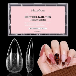 image:imageMelodySusie 9 in 1 No TPO Gel Nail Glue for False Nail Tips 2Pcs15ml Long Lasting UV Light Requiredas Base Coat Apex Building Blooming amp Rhinestone Gel Stong Adhesion Manicure Kit Salon HomeMedium Almond Stiletto
