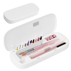 image:imageMelodySusie Acrylic Nail Tool Storage Box Portable Dustproof Stand Displayer Holder Organizer Container Manicure Efile Accessories Nail Drill Kit Case Travel Salon Home PurpleOnly BoxWhite