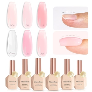 image:imageMelodySusie Builder Gel Nail Set for Nails Thickening6 Colors 15ML Nude Pink Base Colors Clear Rubber Base Gel PolishSoak Off UV ExtensionRhinestone Nail Glue in a Bottle Gift for WomenBlush Pink Builder Gel Set