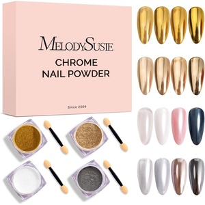 image:imageMelodySusie Champagne Chrome Nail Powder for Gel NailsMetallic Mirror Effect Pigment Stylish and Technological Fine Glitter for Home DIY Salon UseWhite Gold Silver Champagne