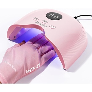 image:imageMelodySusie Compact LED UV Nail Lamp with UV Gloves PPLUS30A Nail Dryer with Smart Sensor Cures All Gels Especially Rhinestone Glue Liner amp Cat Eye Gel Polishes for Advanced DIY at Home WhitePink