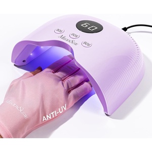 image:imageMelodySusie Compact LED UV Nail Lamp with UV Gloves PPLUS30A Nail Dryer with Smart Sensor Cures All Gels Especially Rhinestone Glue Liner amp Cat Eye Gel Polishes for Advanced DIY at Home WhitePurple