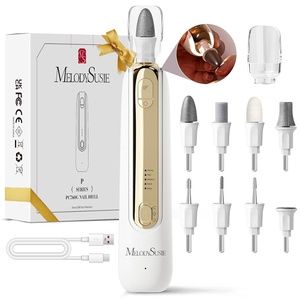 image:imageMelodySusie Cordless Pedicure amp Manicure Nail Drill Kit PC760G for SalonQuality Foot Care for Home amp Travel Rechargeable with 5 Speeds 8in1 Bits 360 LED Light amp AntiDust ShieldWhite Gold
