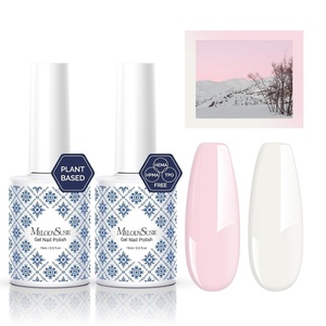 image:imageMelodySusie Fleurwee Plant Based Gel Nail Polish 2 Pcs Hema Free Gel Polish Light Pink and White Nail Polish 21 Non Toxic Long Lasting Nail Art Salon DIY Manicure at Home Gift for Women
