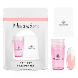 image:imageMelodySusie French Nail Stamper Kit 2PCS Silicone Stamp with Scraper DIY Home Nail Design Salon Pink