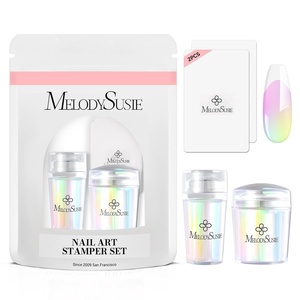 image:imageMelodySusie French Nail Stamper Nail Stamper Kit Silicone Nail Stamp Long and Short Stampers with Scrapers 4PCS Nail Stamper Tool for French Manicure DIY Home Nail Design Salon PurpleAurora
