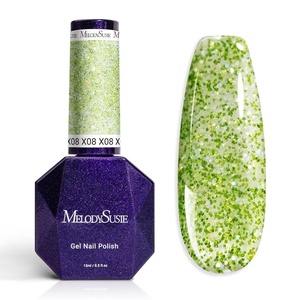 image:imageMelodySusie Galaliver Green Glitter Gel Nail Polish 15ML Sparkly Bright Green Shimmer Gel Polish Soak Off UV LED Cured Long Lasting Gift for Women DIY Nail Design Nail Art Manicure X08Elf Green X08