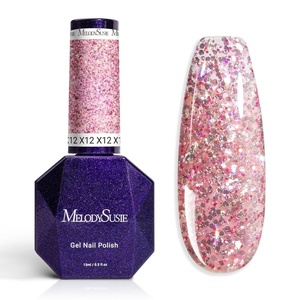 image:imageMelodySusie Galaliver Green Glitter Gel Nail Polish 15ML Sparkly Bright Green Shimmer Gel Polish Soak Off UV LED Cured Long Lasting Gift for Women DIY Nail Design Nail Art Manicure X08Sweet Pink X12