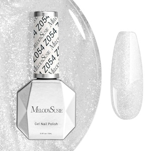 image:imageMelodySusie Gel Nail Polish Kit with UV Light PART06F Popular Color Gel with Builder and Baser ampGlossy Top Coat Soak Off Includes Nail Art Tools Nail Art Gift for Women amp GirlsAPure White Glitterz054