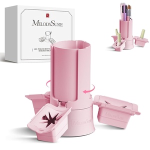 image:imageMelodySusie GelCarousel for Nail Polish Bottle Holder and Nail Art Tools Organizer 360 Rotating Storage Container with 3Pcs Detachable Silcone Gel Polish Holder PinkOnly BoxPink
