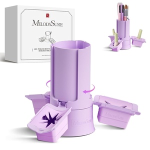image:imageMelodySusie GelCarousel for Nail Polish Bottle Holder and Nail Art Tools Organizer 360 Rotating Storage Container with 3Pcs Detachable Silcone Gel Polish Holder PinkOnly BoxPurple