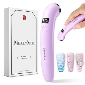 image:imageMelodySusie Handheld Cordless UV Nail Lamp with LCD Display amp EyeProtection Cover PArt01R Rechargeable Mini UV LED Light Flash Cures All Soft Gels Especially Rhinestone Glue amp Liner Gel PinkPurple Part01a