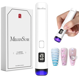 image:imageMelodySusie Handheld Cordless UV Nail Lamp with LCD Display amp EyeProtection Cover PArt01R Rechargeable Mini UV LED Light Flash Cures All Soft Gels Especially Rhinestone Glue amp Liner Gel PinkWhite Part01r