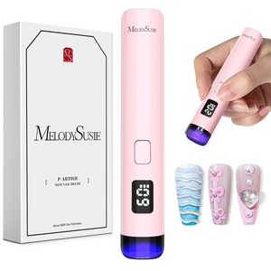 image:imageMelodySusie Handheld Cordless UV Nail Lamp with LCD Display amp EyeProtection Cover PArt01R Rechargeable Mini UV LED Light Flash Cures All Soft Gels Especially Rhinestone Glue amp Liner Gel PinkPink Part01r