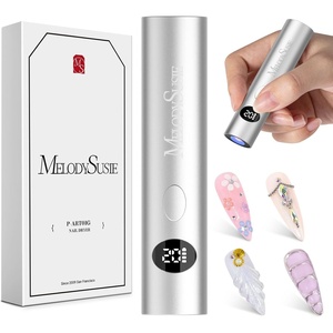 image:imageMelodySusie Handheld Cordless UV Nail Lamp with LCD Display amp Optical Lens PArt01G Rechargeable Mini UV LED Light Flash Cures All Soft Gels Especially Rhinestone Glue amp Liner Gel SilverSilver