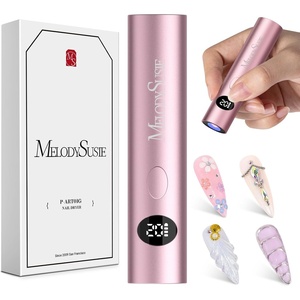 image:imageMelodySusie Handheld Cordless UV Nail Lamp with LCD Display amp Optical Lens PArt01G Rechargeable Mini UV LED Light Flash Cures All Soft Gels Especially Rhinestone Glue amp Liner Gel SilverPink
